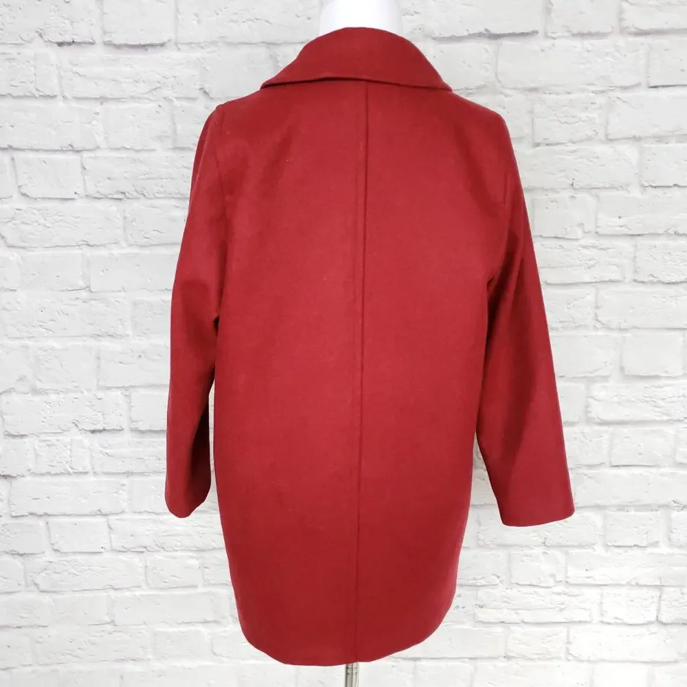 J. Crew Melton Wool Boyfriend Topcoat Red Size 00P
